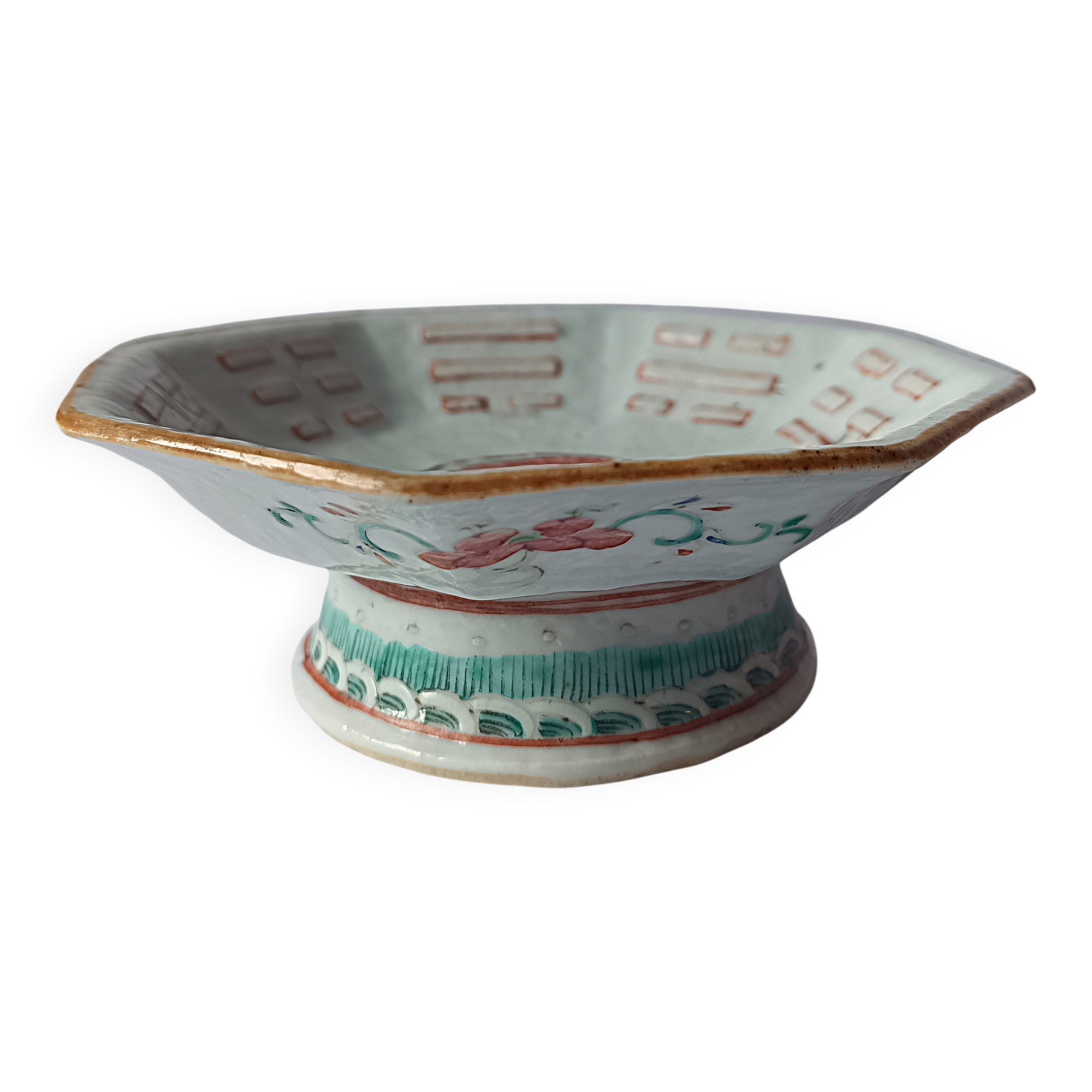 octagonal porcelain cup from China with Taoist Ying Yang decoration - c. 1900