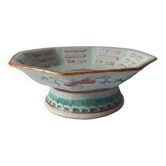 Coupe octogonale porcelaine de chine décor taoïste ying yang -c . 1900