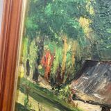 Old paysgae painting oil on canvas assembly
