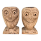 Pair of wooden "owl" candlesticks