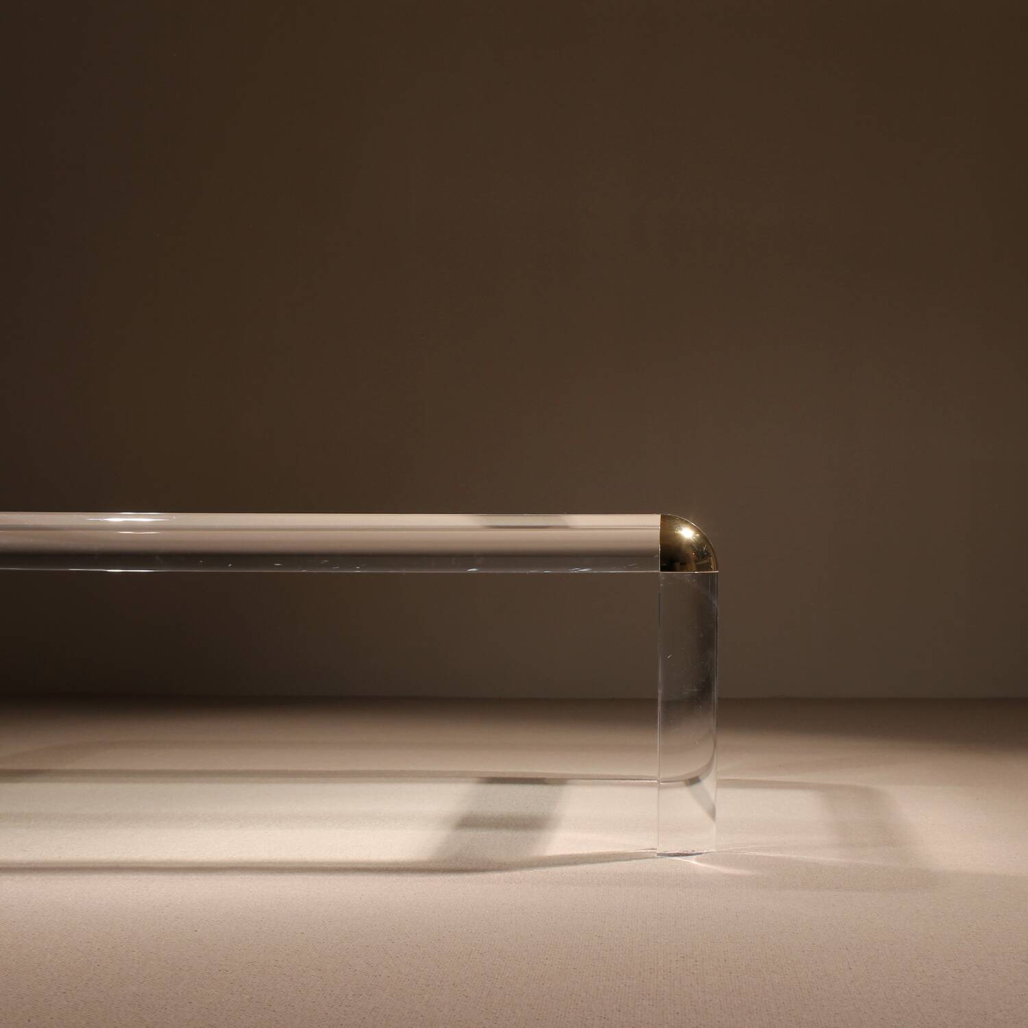 Rectangular Lucite & Brass Coffee Table | Europe 1970s