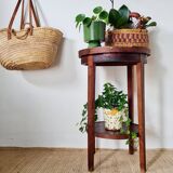 Table ancienne double plateaux ronds, sellette ou porte-plantes