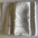 Linen thread sheet embroidered with polka dots without monogram 1950