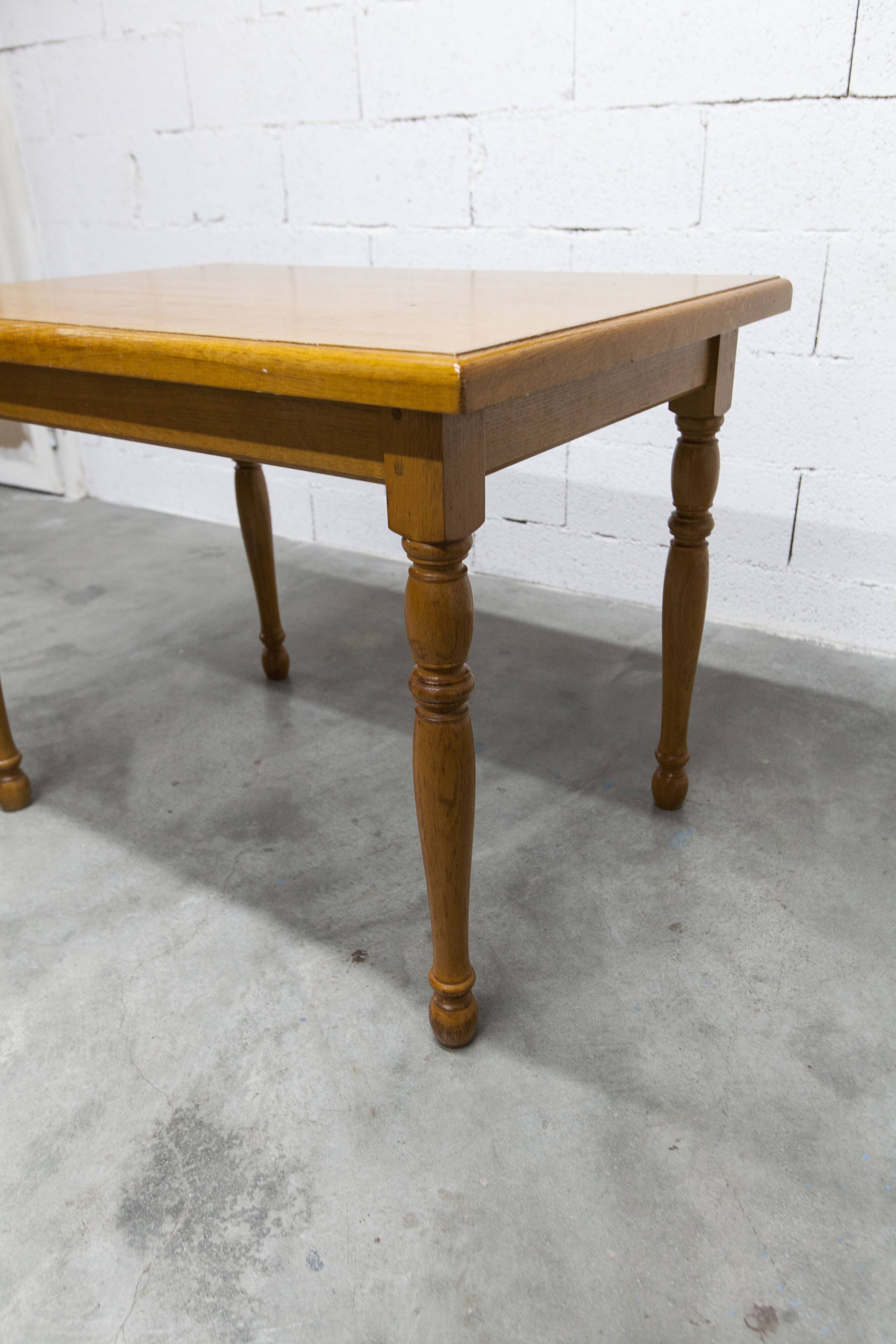 Rustic table from 1960, honey colour, 100x70cm, height 74cm.