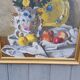 Peinture ancienne vase de marié avec son bouquet