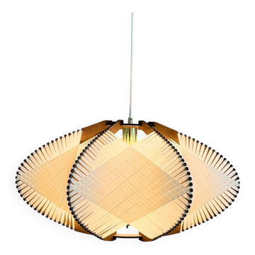 Suspension tissée en bois style scandinave vintage – Corolle XL – D64 cm