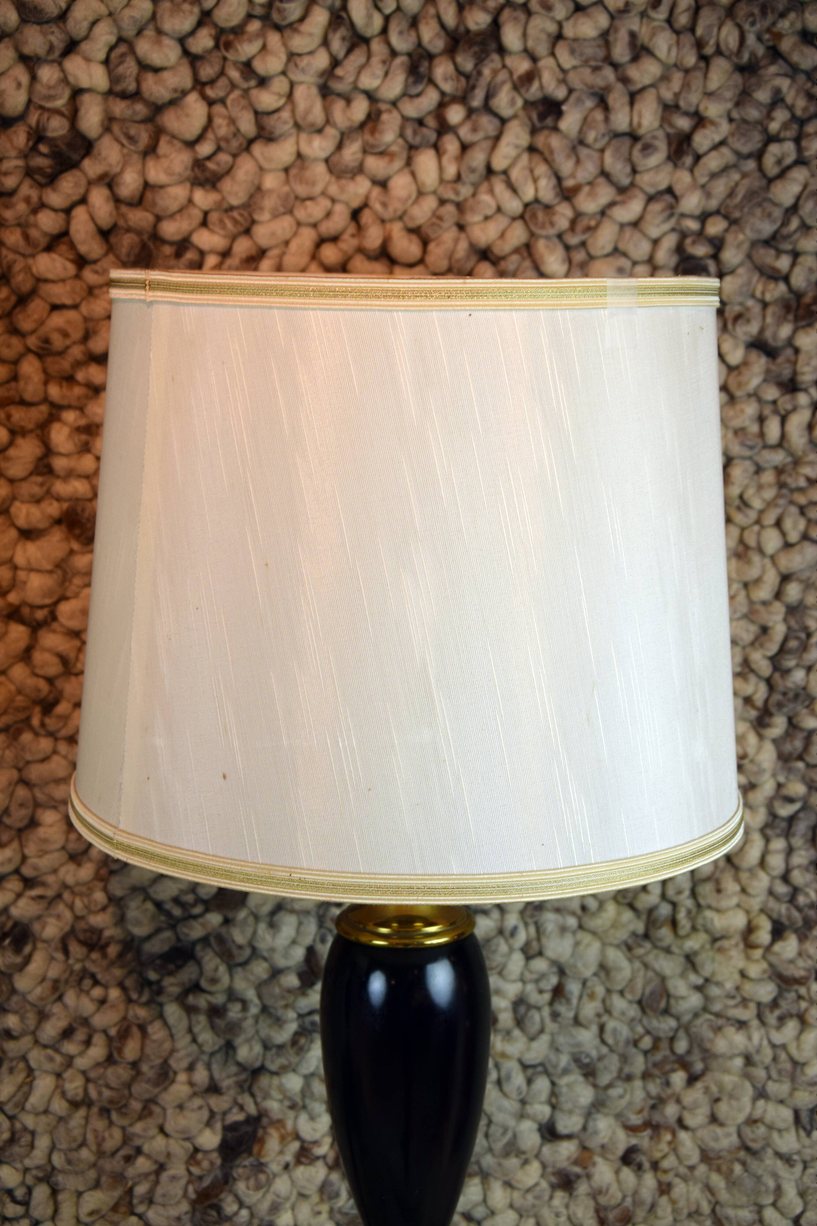 Pair of black lacquered lamps