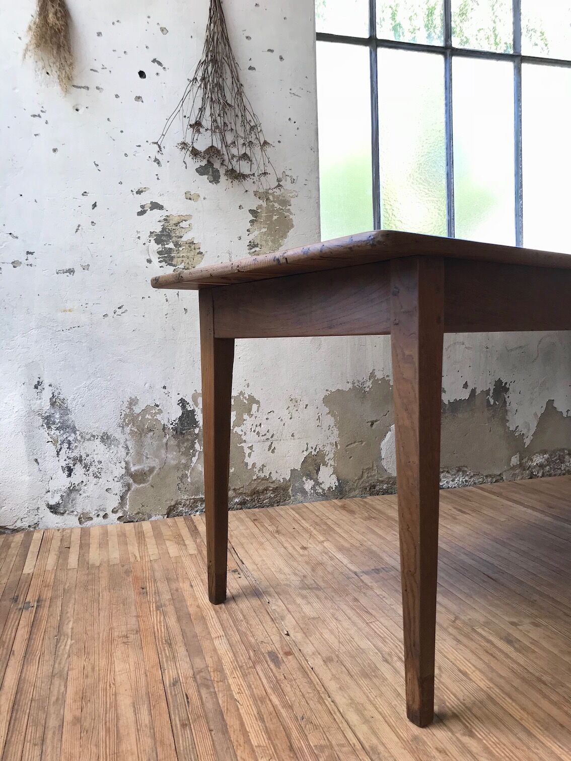 Farm table in raw wood