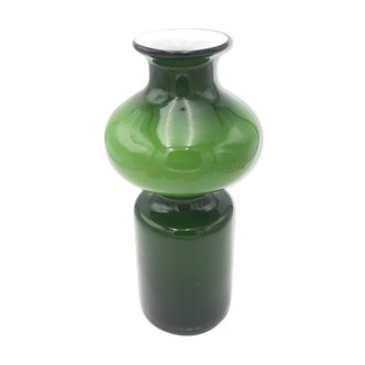 Scandinavian vase green and opaline white
