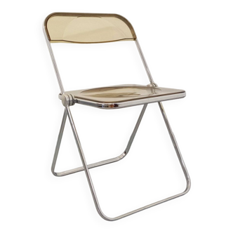 Vintage folding chair Plia by Giancarlo Piretti for Castelli from the 60s 70s in chrome plexiglass