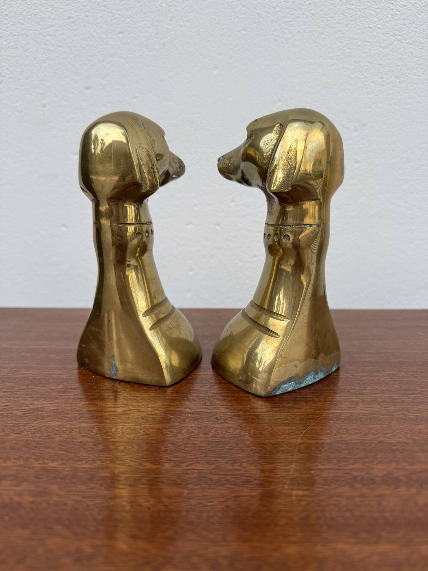 Dog bookends, solid brass, 1970s.