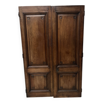 Pair of 18th-century solid walnut double-panel doors