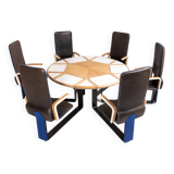Unique Danish Design table with fixed armchairs from Peter Karpf, 1980's