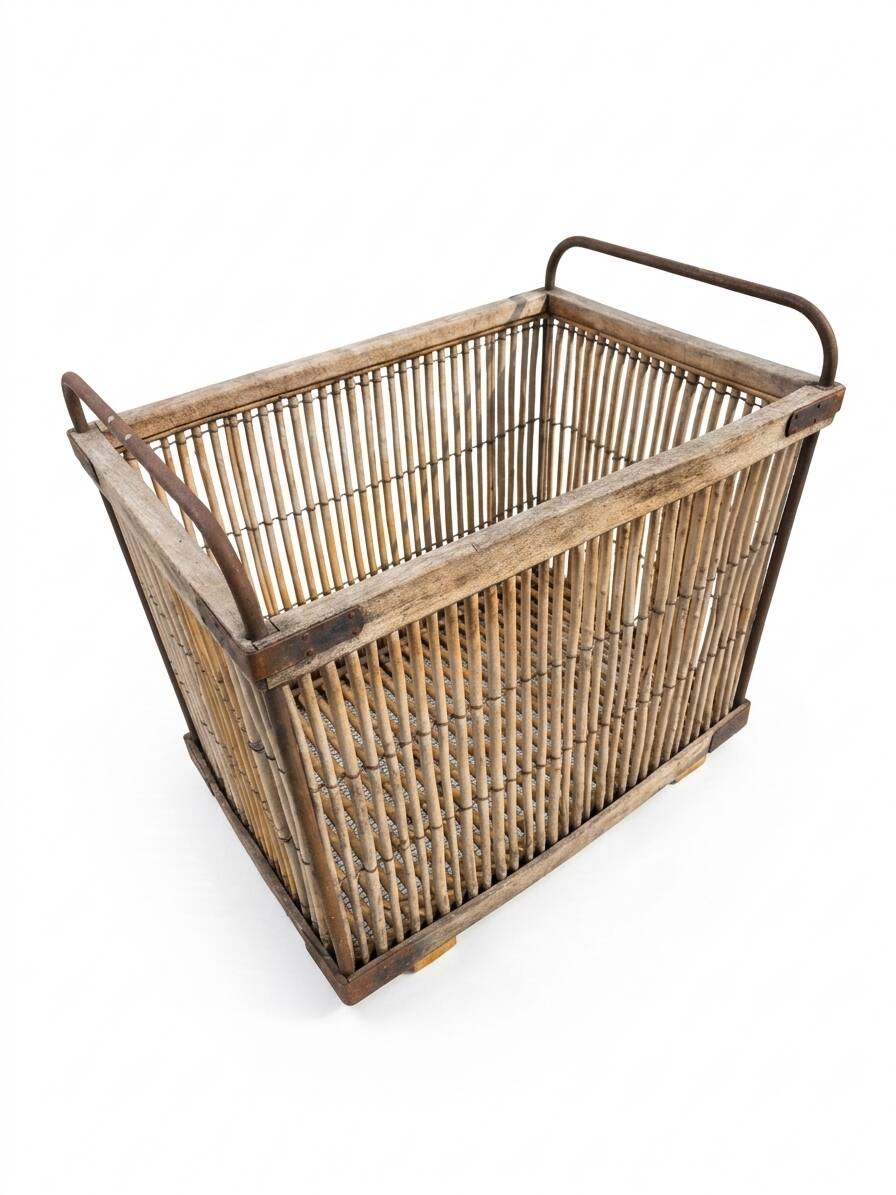Ancient bakery cart made of rattan.