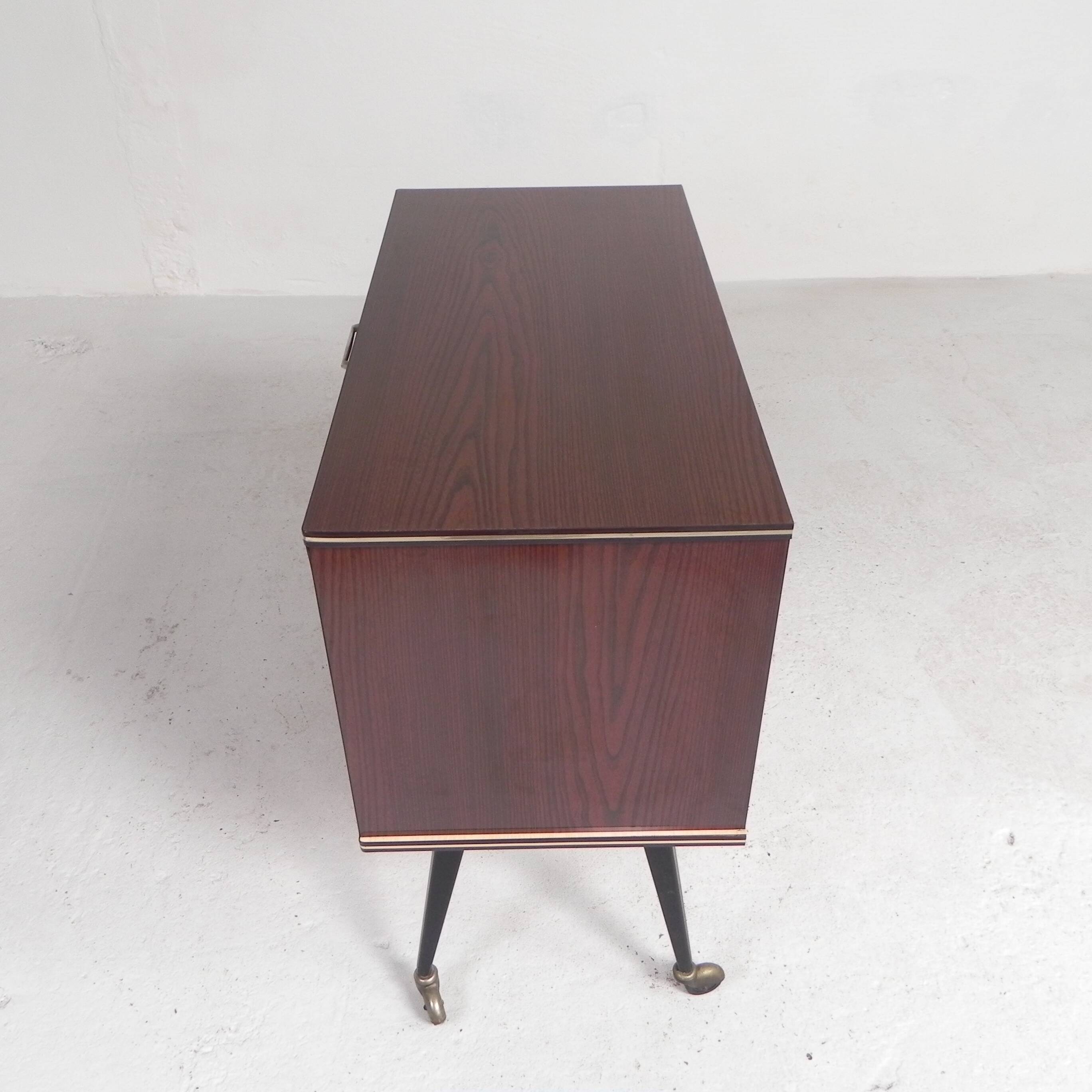 Vintage drinks cabinet, bar on castors, 1960s