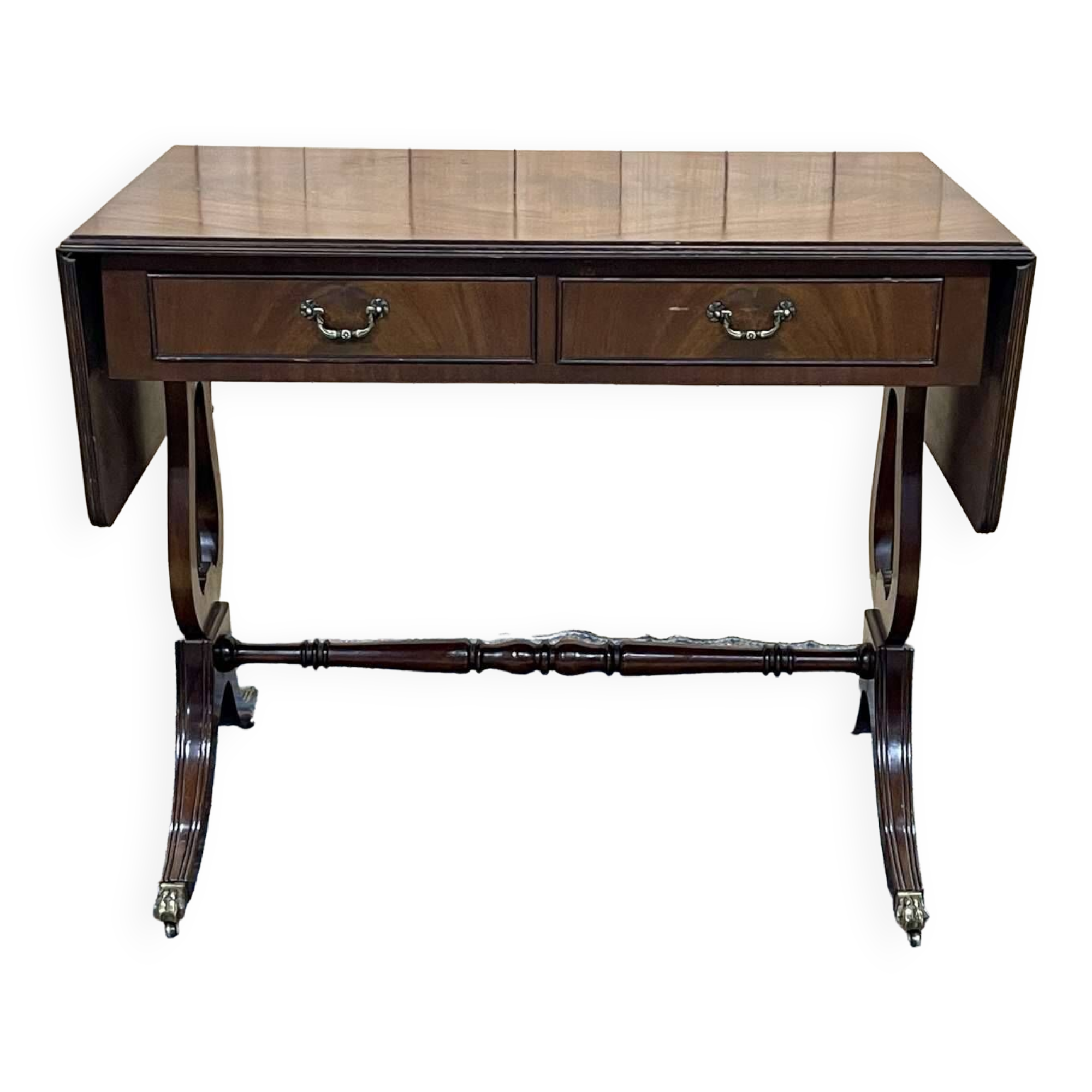 English mahogany drop-leaf desk from the 1950s