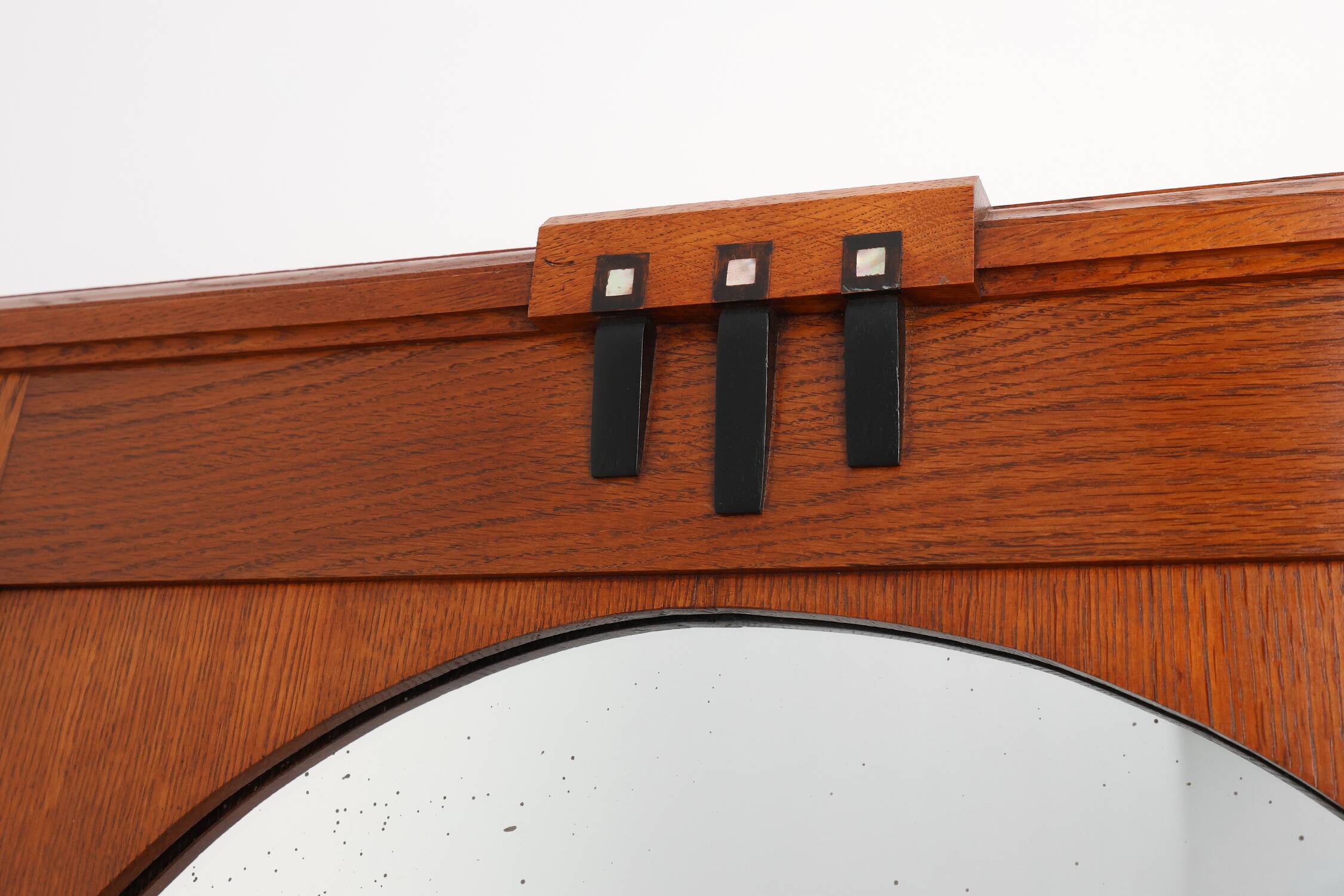 Art Deco Oak Wall Mirror, Belgium, circa 1915