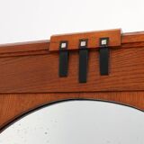 Art Deco Oak Wall Mirror, Belgium, circa 1915