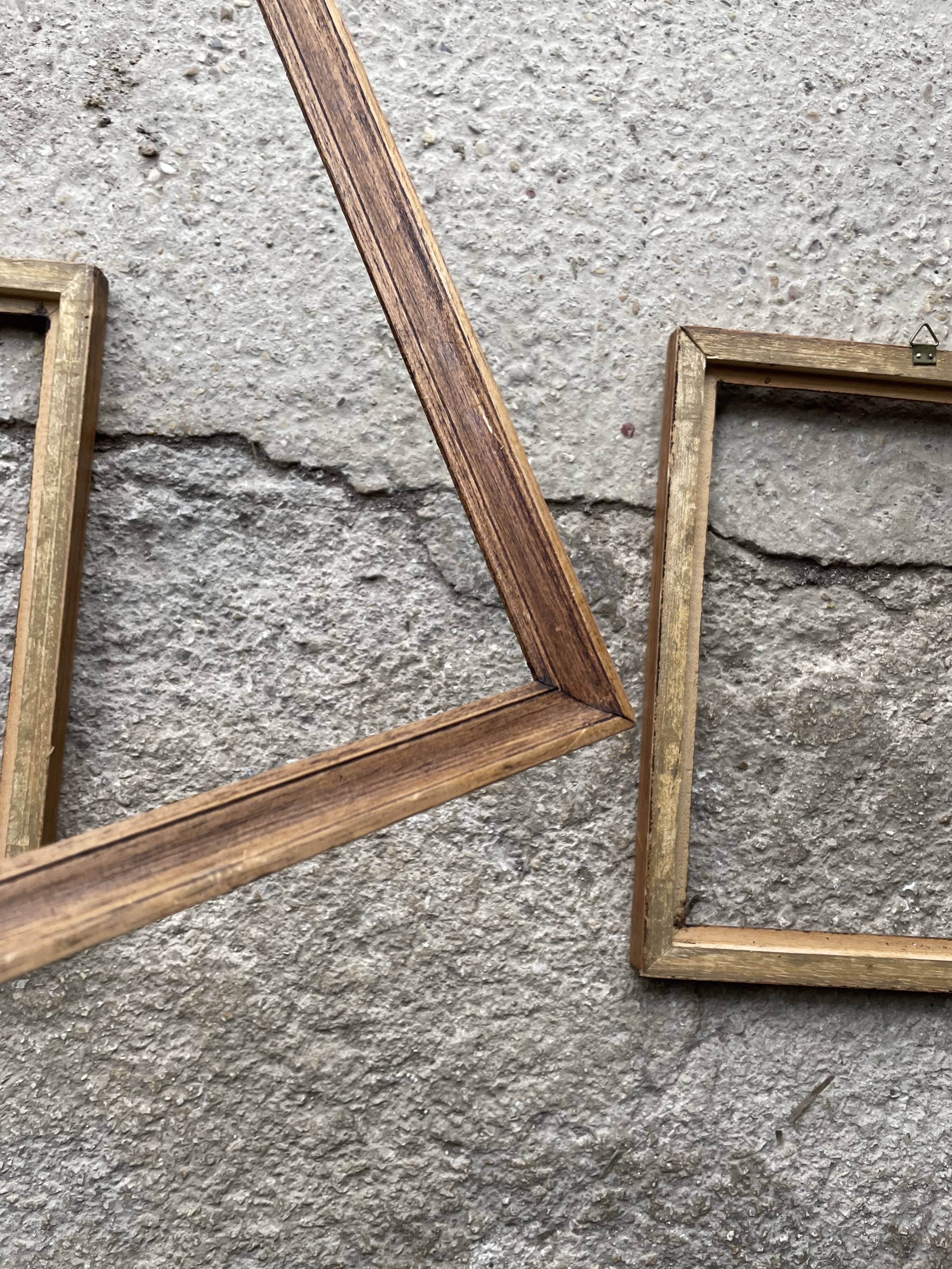 Set of 3 old wooden frames