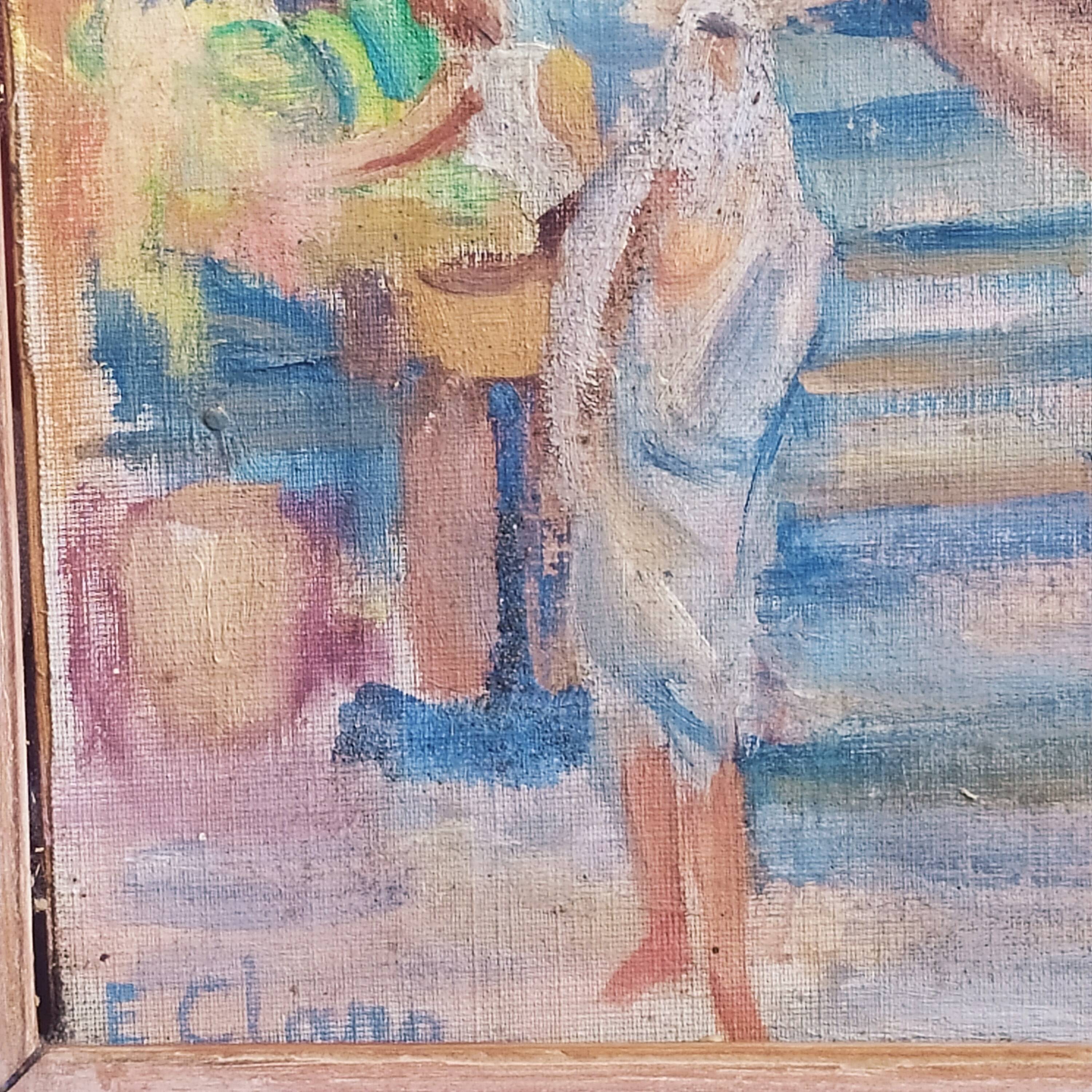Orientalist painting – View of Algiers – oil on canvas mounted on panel