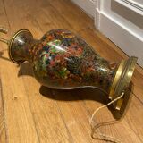 Pair of large table lamps formed of gilded bronze vases & Chinese cloisonné enamels