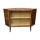 Rare Mid-Century Modern Walnut Corner Bar Cabinet with Revolving Carousel -
