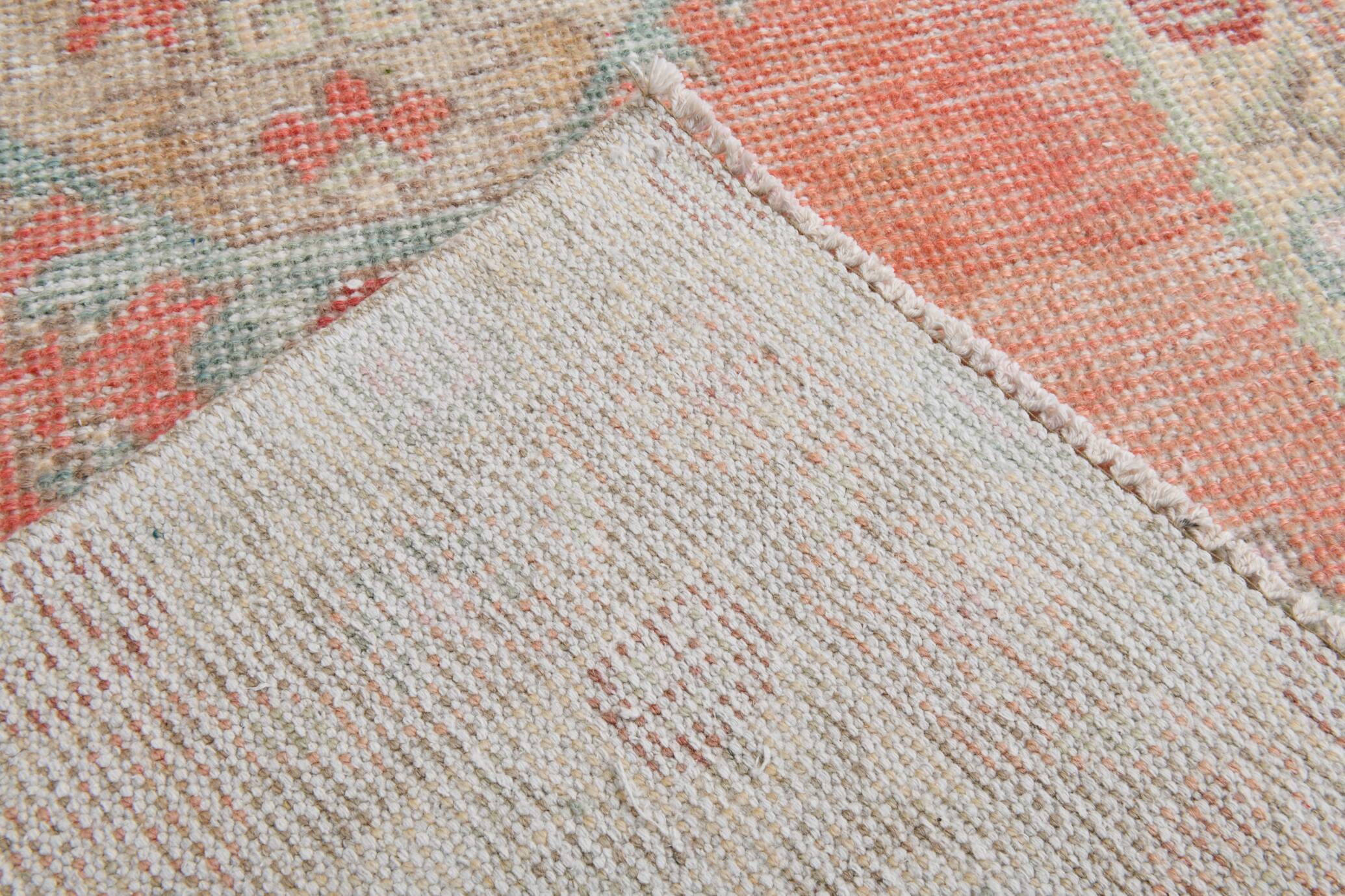 3x9 Red & Beige Vintage Persian Runner Rug, 98x285Cm SK 21187