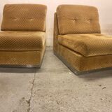 Pair of chauffeuses by Pierre Folie, éditions Jacques Charpentier 70's