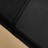 Maërl SEPIA bench, ebonized chestnut and black leather.