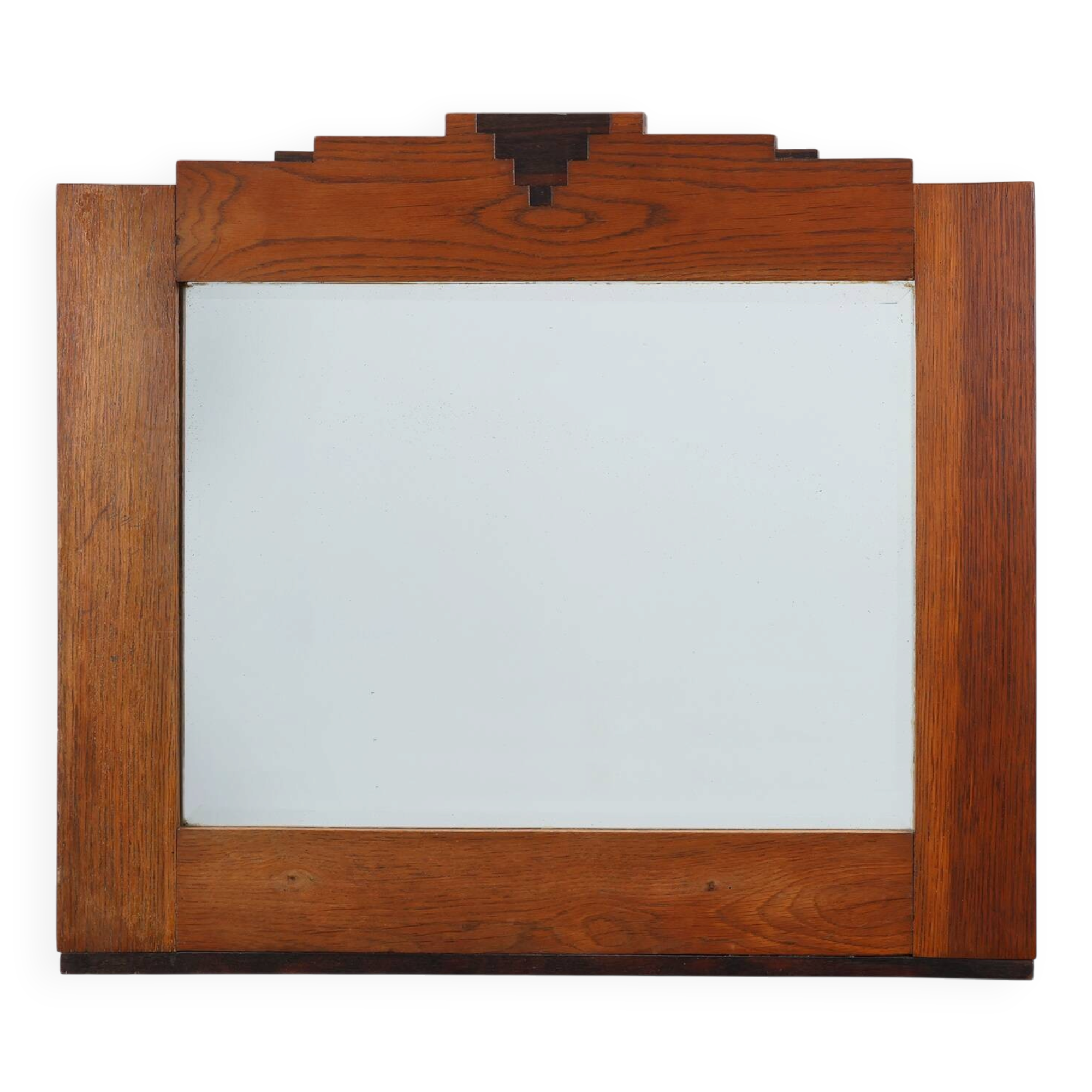 Amsterdam School style solid Oak Mirror, The Netherlands ca. 1915