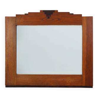 Amsterdam School style solid Oak Mirror, The Netherlands ca. 1915