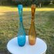Pair of glass bottles of Empoli made in Italy 1960