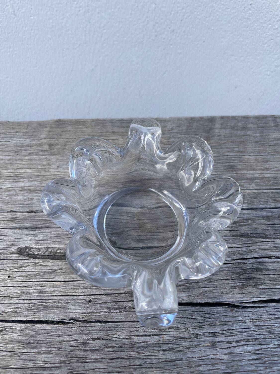 Crystal tea light candle holder in glass Cristallerie Lorraine