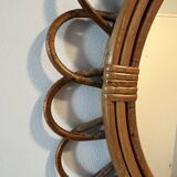 Vintage rattan sun mirror – large model 50 cm