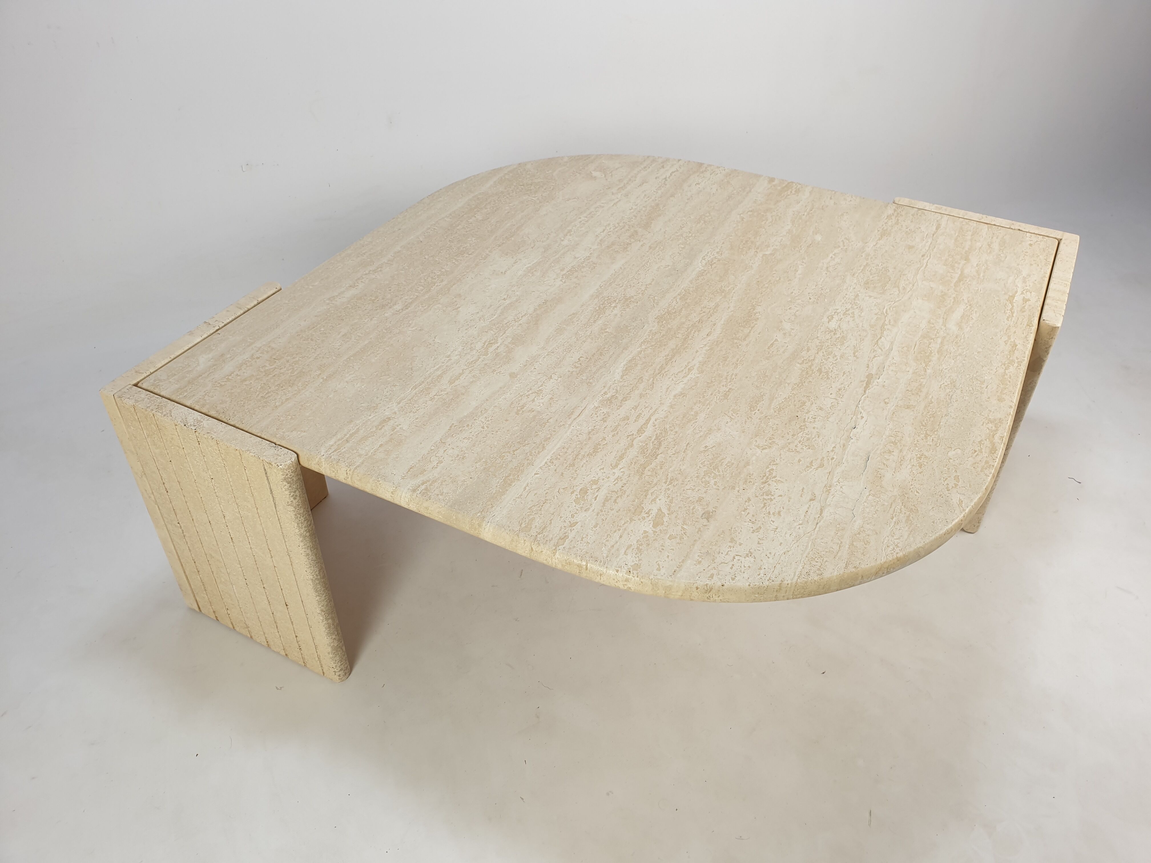 Mid-Century Italian Travertine Coffee Table, 1980's
