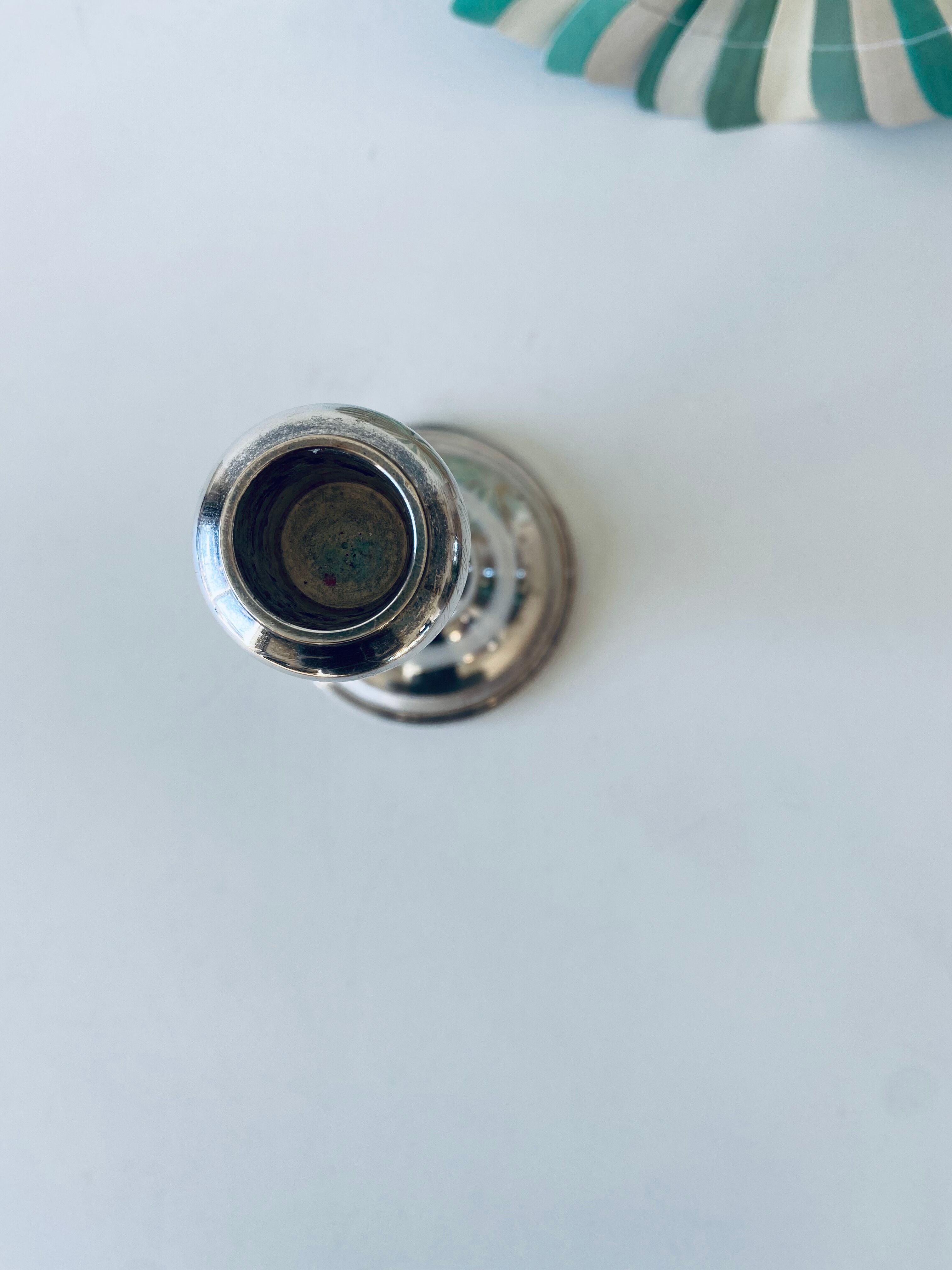 Twisted silver candle holder