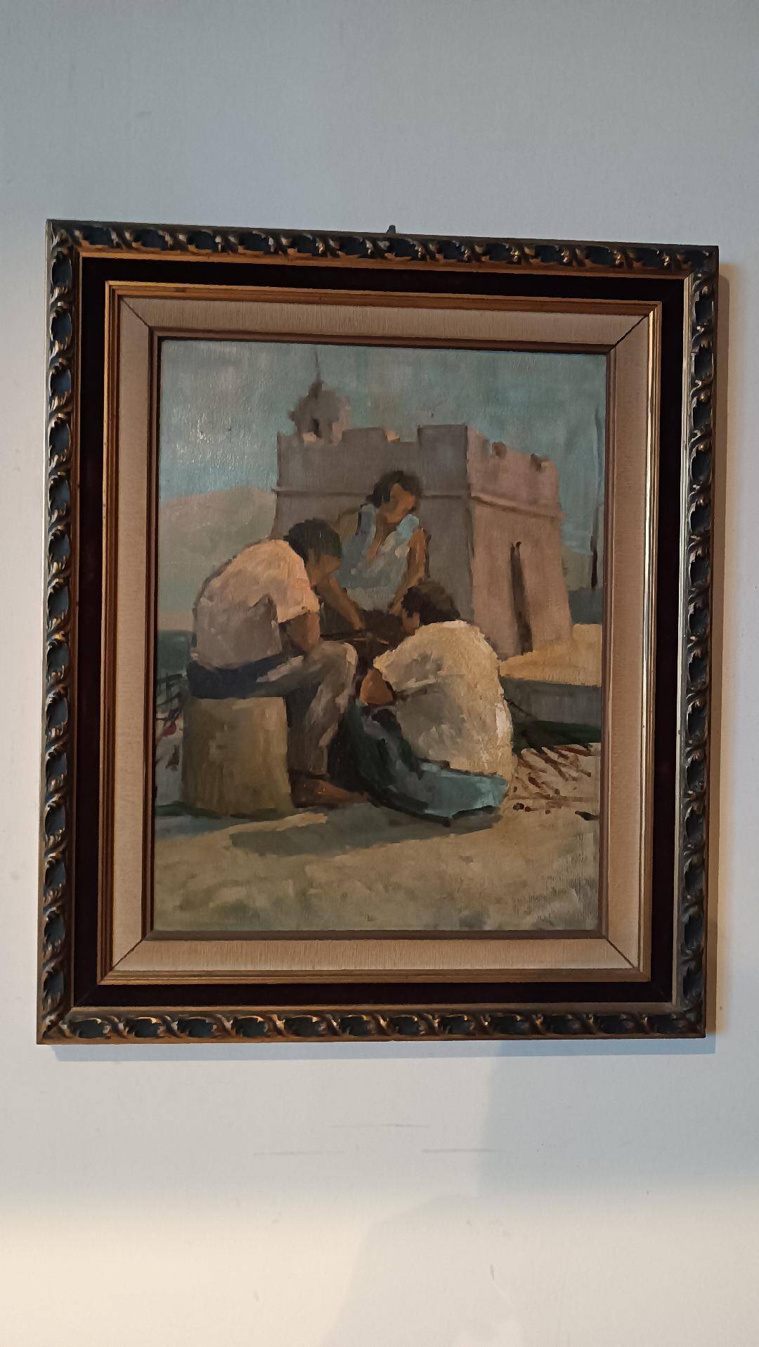 Peinture à l'huile sur figurines de table livourne première moitié du 20ème