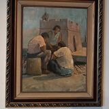 Peinture à l'huile sur figurines de table livourne première moitié du 20ème