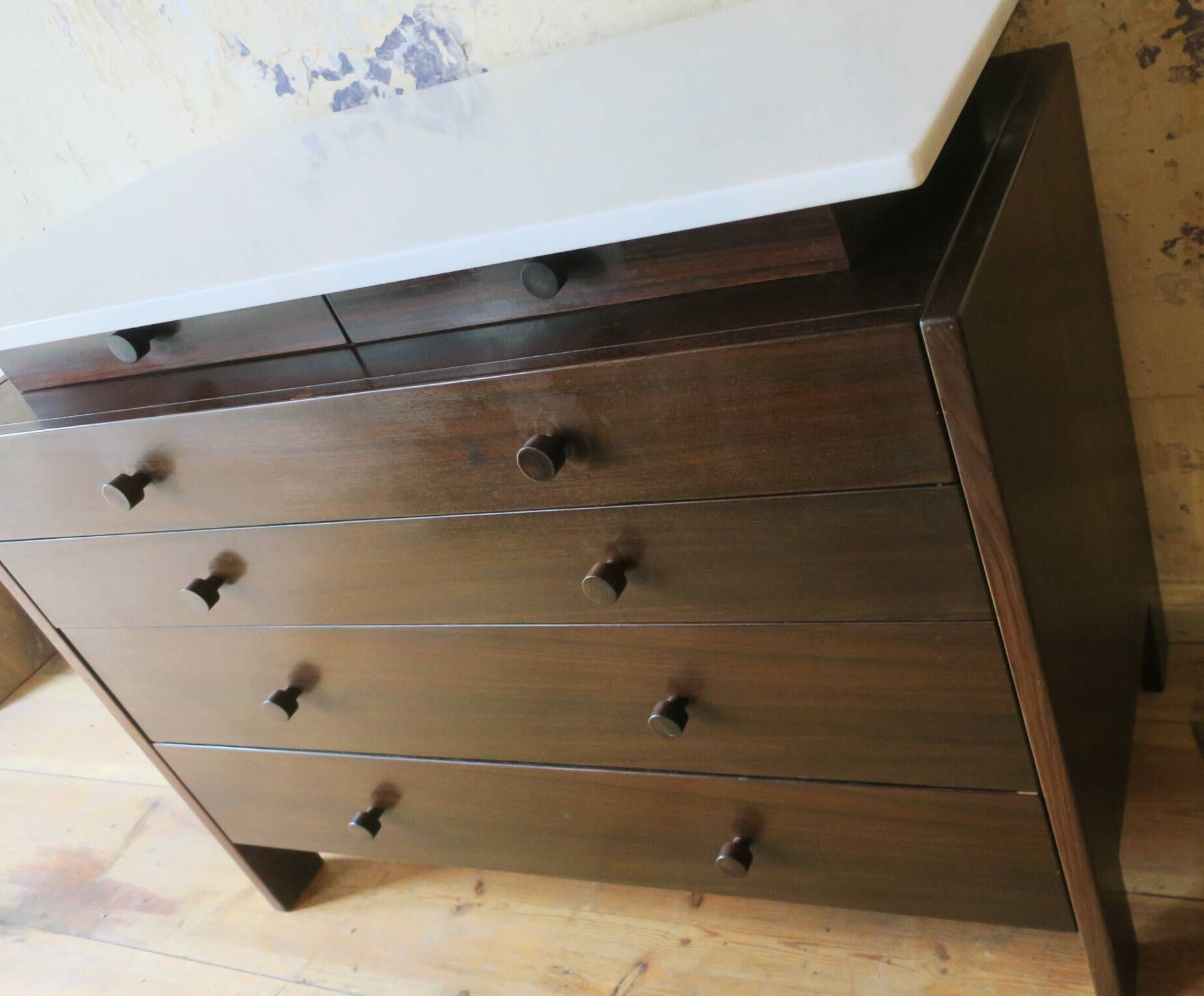 Mid century Italian mahogany and marble chest of drawers, 1960s