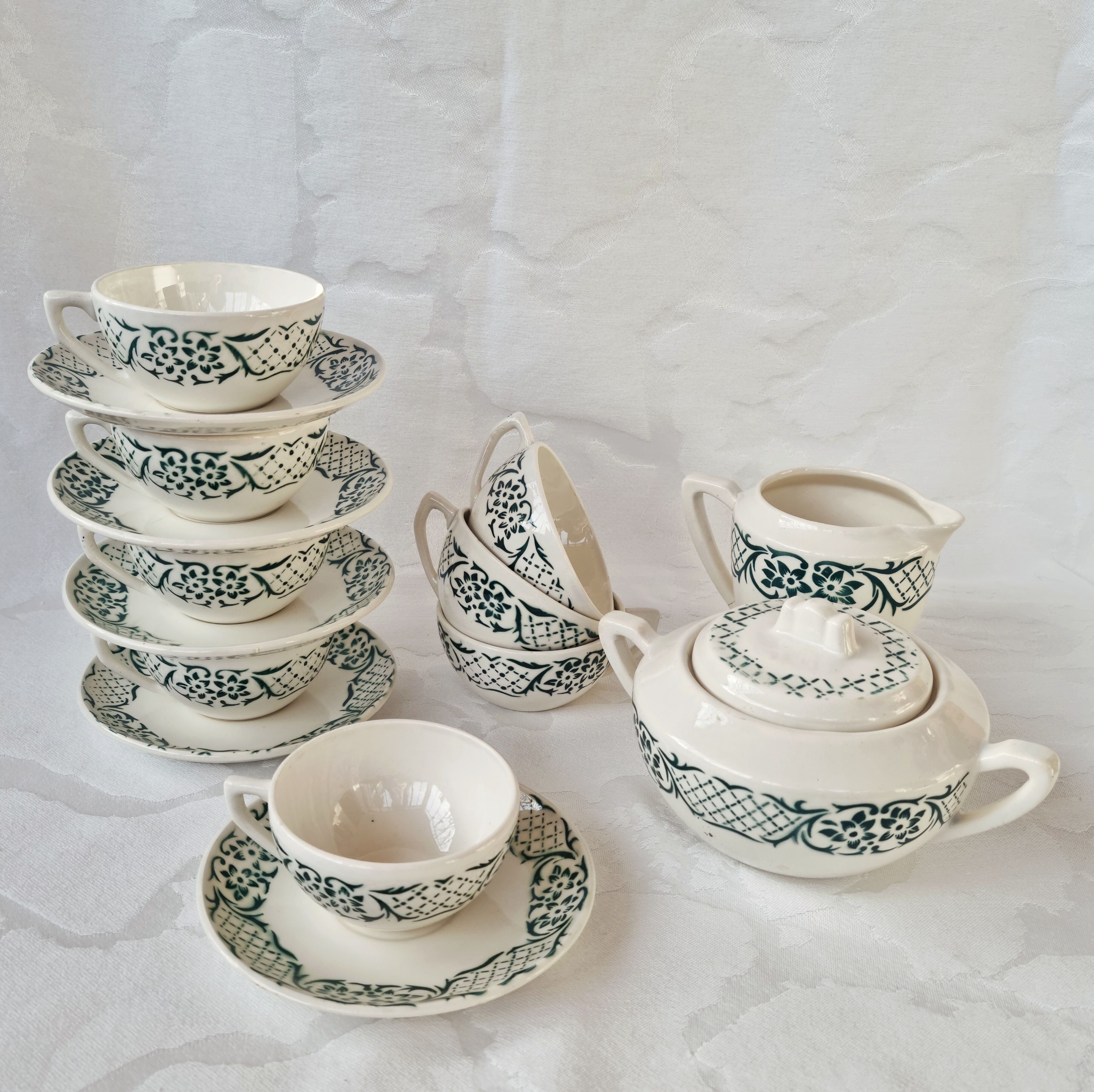 Ensemble à café Versailles de Digoin Sarreguemines 15 pièces