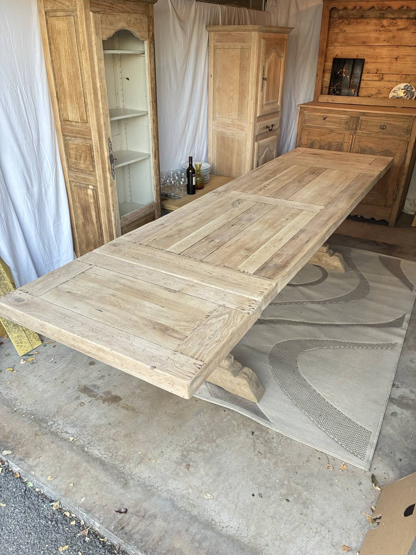 Monastery table with extensions in solid oak