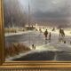 Huge oil painting on canvas Dutch school winter landscape 164x132