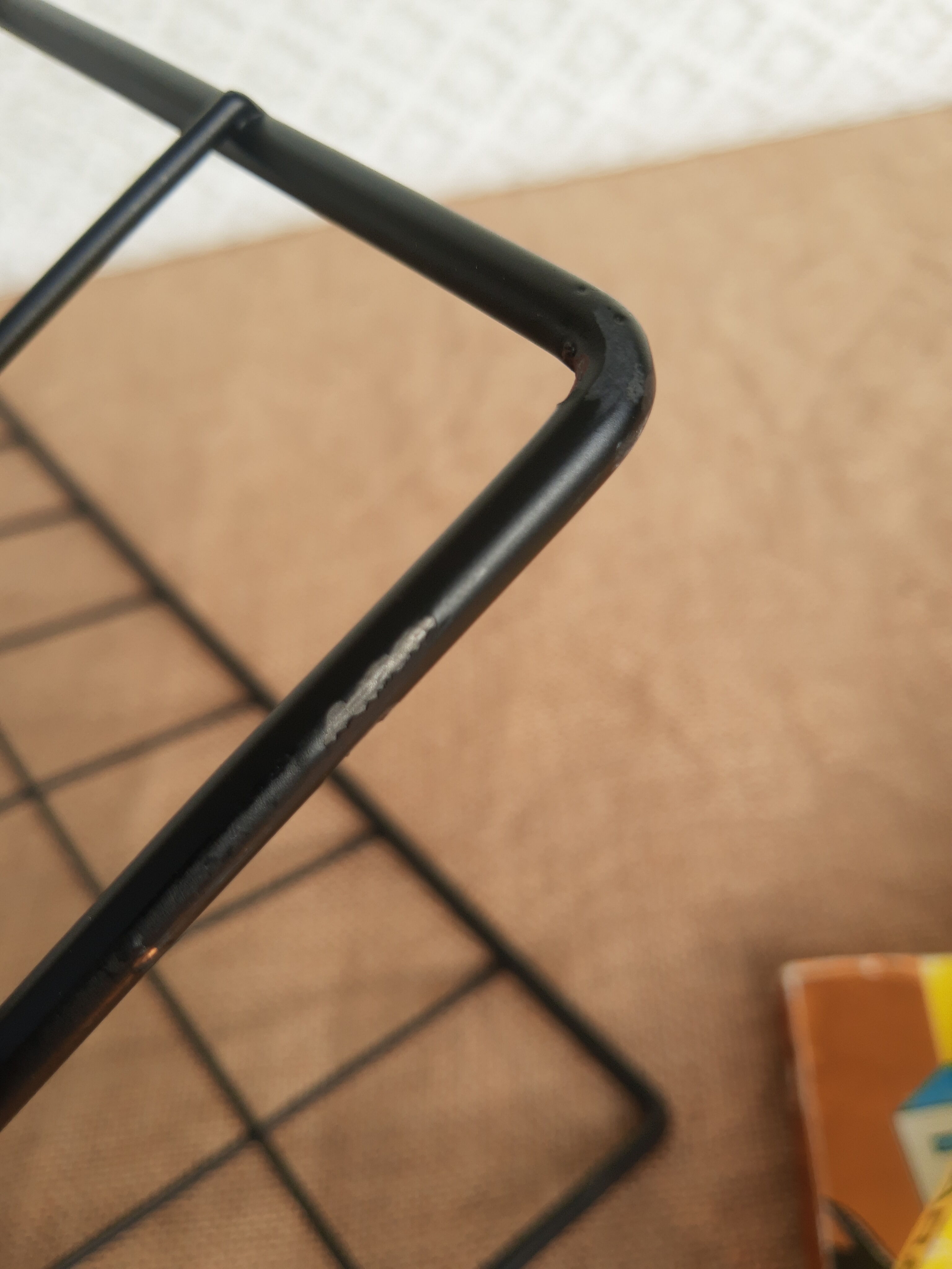 Vintage black metal wire magazine holder