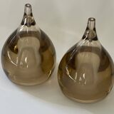 Smoked pepper and salt shaker set Guzzini Tear Drop MCM 60's vintage