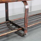 1970s Pine Tree Bench with Iron Base, Czechoslovakia