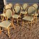 Set of 8 terrace chairs "bistro" in natural rattan beige braiding.