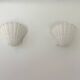 Pair of vintage shell wall lights, matte white plaster, France 1970
