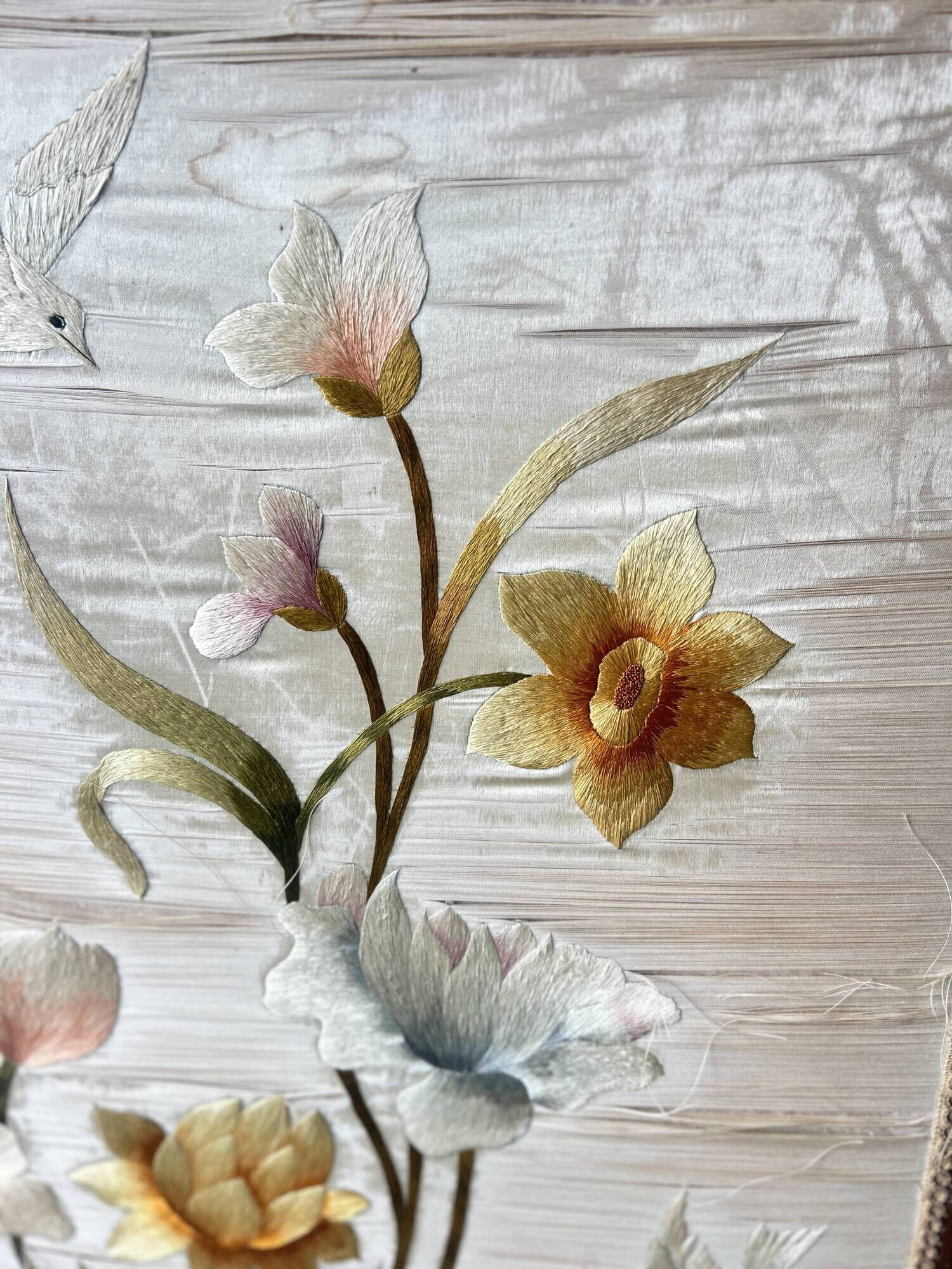 Paravent de Style Louis XVI , bois et soie