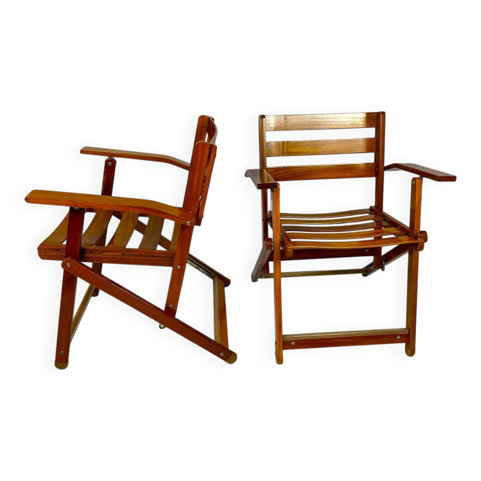 Pair of vintage deck chairs from the 1970s by Reguitti.