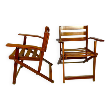 Pair of vintage deck chairs from the 1970s by Reguitti.